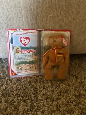 Ty Plush Germania Bear with Red, Yellow & Black Ribbon